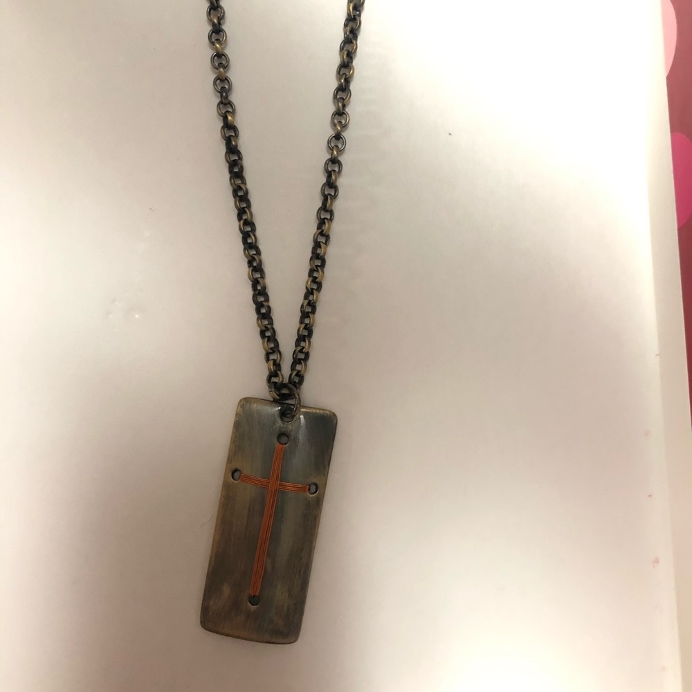 Men’s bronze colored chain w/ cross pendant